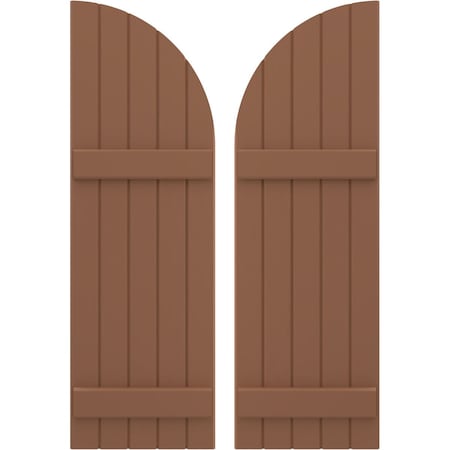 Americraft 5-Board (2 Batten) Wood Joined Board-n-Batten Shutters W/ Arch Top, ARW101BQ518X42BTH